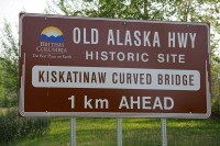 The Alaska Highway begins at Dawson Creek.  The alignment has been changed recently and there was an opportunity to ride the Old Alaska Highway just a few hundred yards from the new alignment