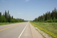Straight and very lonely.  It is a long way on the Alaska Highway until I get off at Whitehorse.
