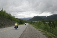 There were lots of bicyclists along the Alaska Highway