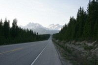 This is the beginning of the Icefields Highway.  Still my favorite motorcycle ride in North America.  I haven't traveled this road this late in the day before.