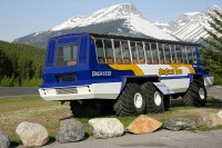 These 'Ice Explorers' are 45-passenger, 6-weel drive excursion vehicles.  A little further up the Highway youcan get aboard one and be taken out onto a giant glacier