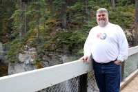 Randy at the first bridge in Maligne Canyon