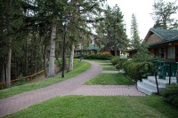 Path to the rooms along the lake at the Fairmont Jasper Park Lodge.